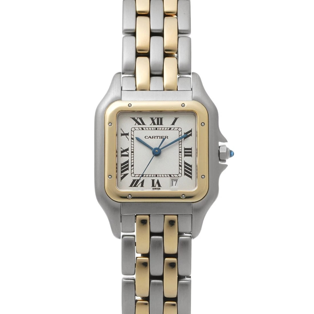 CARTIER PANTHERE IVORY WATCH: CARTIER Panthere Ivory Watch Brand: CARTIER Type: Wristwatch Material: Band Material Stainless steel/Yellow Gold, Case Material Stainless steel Color: Dial Color Ivory Size: ??Case? H/about