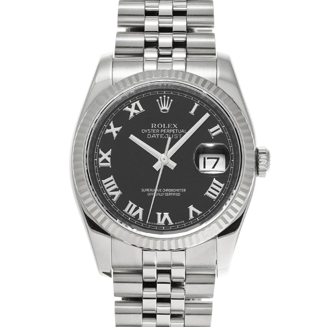 ROLEX DATEJUST BLACK WATCH: ROLEX Datejust black Watch Brand: ROLEX Type: Wristwatch Material: Band Material Stainless steel, Case Material Stainless steel Color: Dial Color black Size: ??Case? H/about 36mm W/about 36mm D/ab