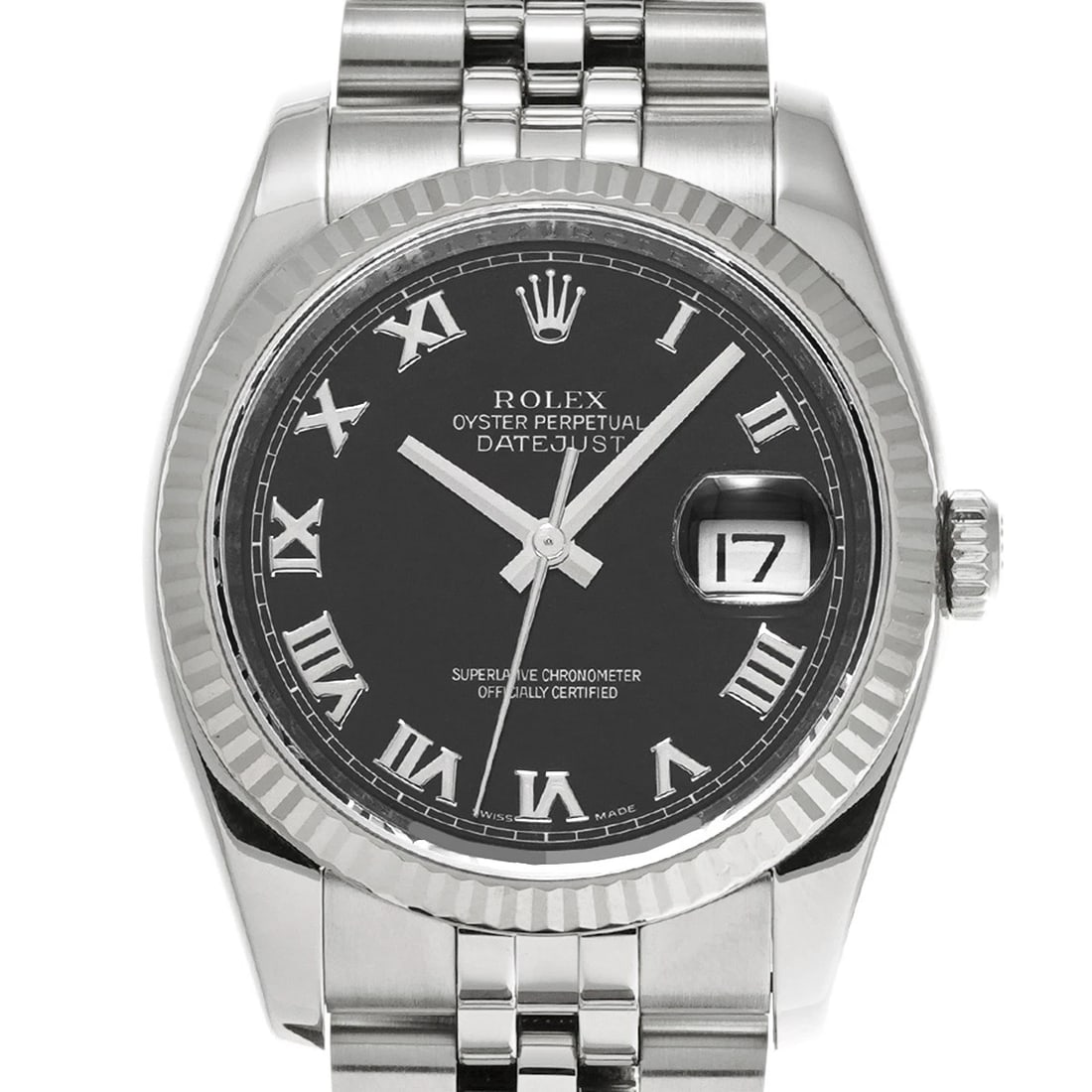 ROLEX DATEJUST BLACK WATCH - 4
