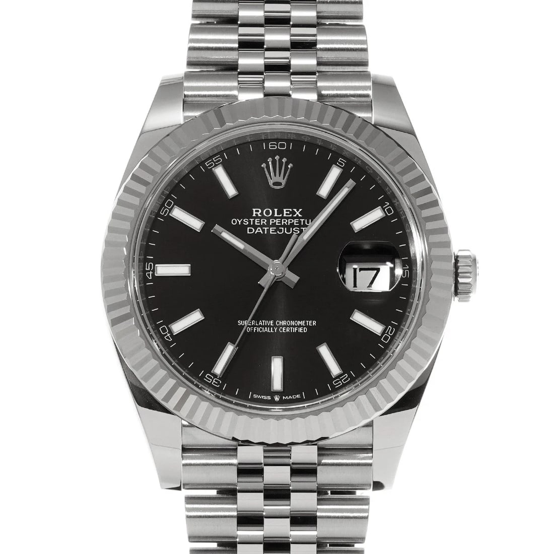 ROLEX DATEJUST BRIGHT BLACK WATCH: ROLEX Datejust Bright black Watch Brand: ROLEX Type: Wristwatch Material: Band Material Stainless steel, Case Material Stainless steel Color: Dial Color Bright black Size: ??Case? H/about 41mm W/a