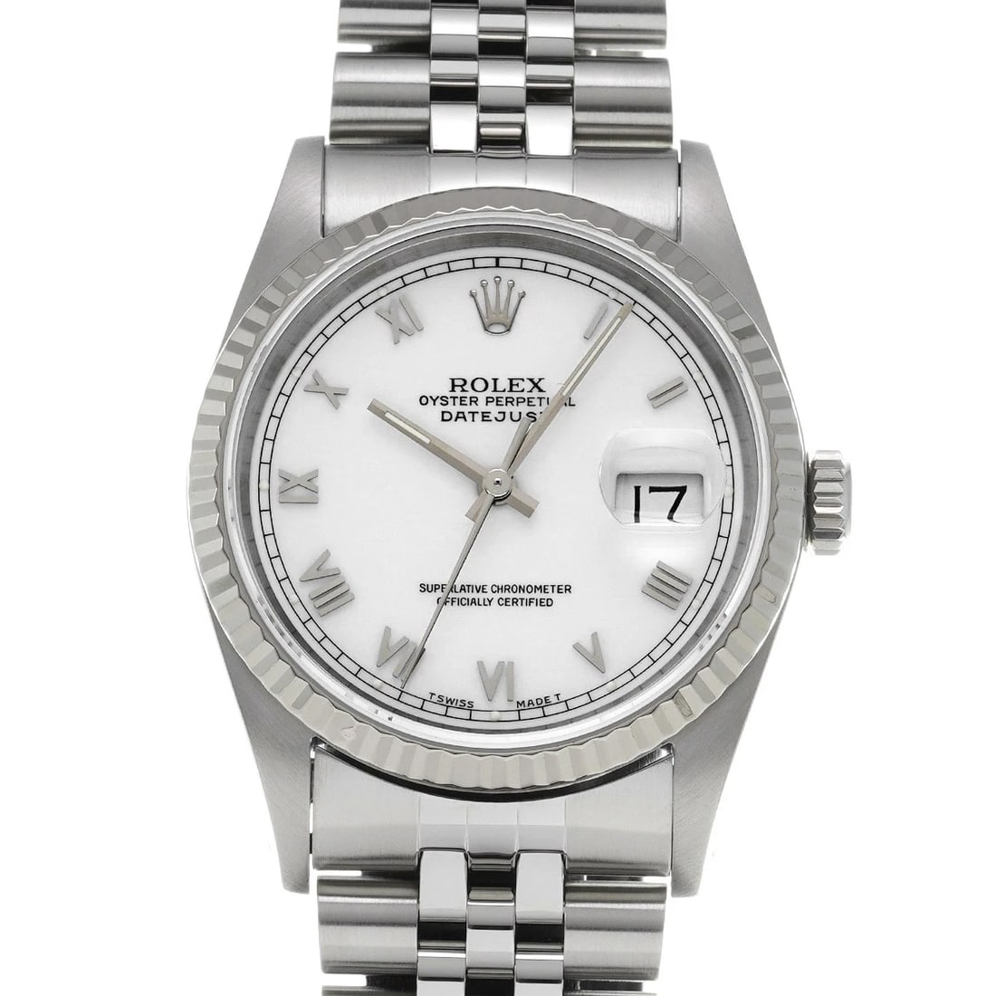 ROLEX DATEJUST WHITE WATCH: ROLEX Datejust white Watch Brand: ROLEX Type: Wristwatch Material: Band Material Stainless steel, Case Material Stainless steel Color: Dial Color white Size: ??Case? H/about 36mm W/about 36mm D/ab