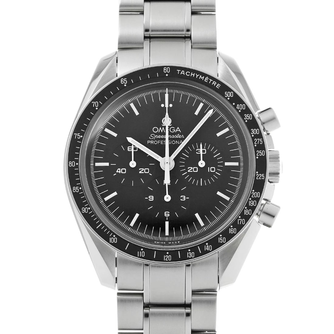OMEGA SPEEDMASTER BLACK WATCH: OMEGA Speedmaster black Watch Brand: OMEGA Type: Wristwatch Material: Band Material Stainless steel, Case Material Stainless steel Color: Dial Color black Size: ??Case? H/about 42mm W/about