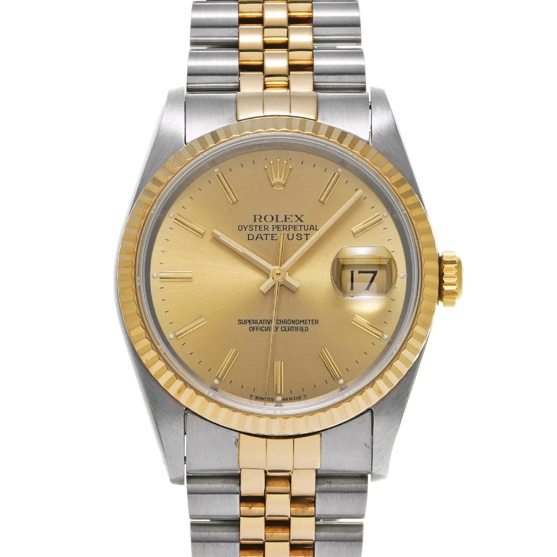 ROLEX DATEJUST CHAMPAGNE WATCH: ROLEX Datejust Champagne Watch Brand: ROLEX Type: Wristwatch Material: Band Material Stainless steel/Yellow Gold, Case Material Stainless steel Color: Dial Color Champagne Size: ??Case? H/about 36