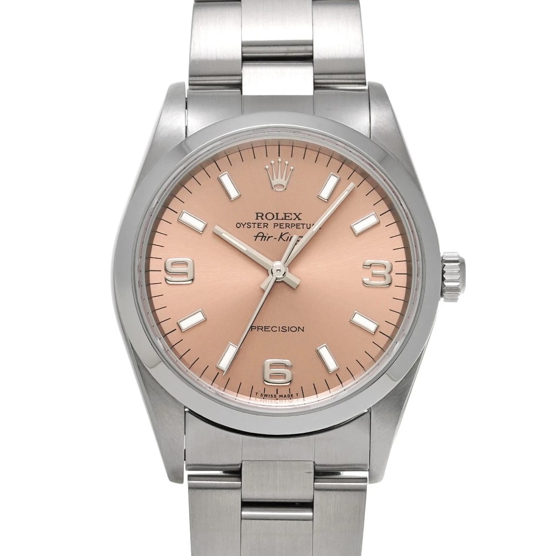 ROLEX AIR KING PINK WATCH: ROLEX Air King pink Watch Brand: ROLEX Type: Wristwatch Material: Band Material Stainless steel, Case Material Stainless steel Color: Dial Color pink Size: ??Case? H/about 34mm W/about 34mm