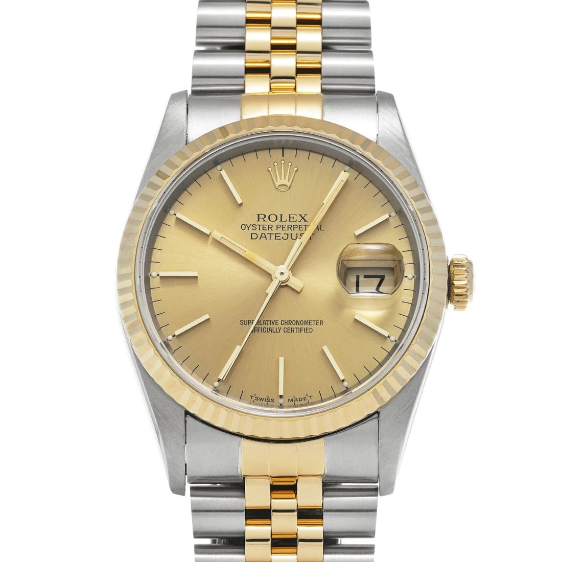 ROLEX DATEJUST CHAMPAGNE WATCH: ROLEX Datejust Champagne Watch Brand: ROLEX Type: Wristwatch Material: Band Material Stainless steel/Yellow Gold, Case Material Stainless steel Color: Dial Color Champagne Size: ??Case? H/about 36
