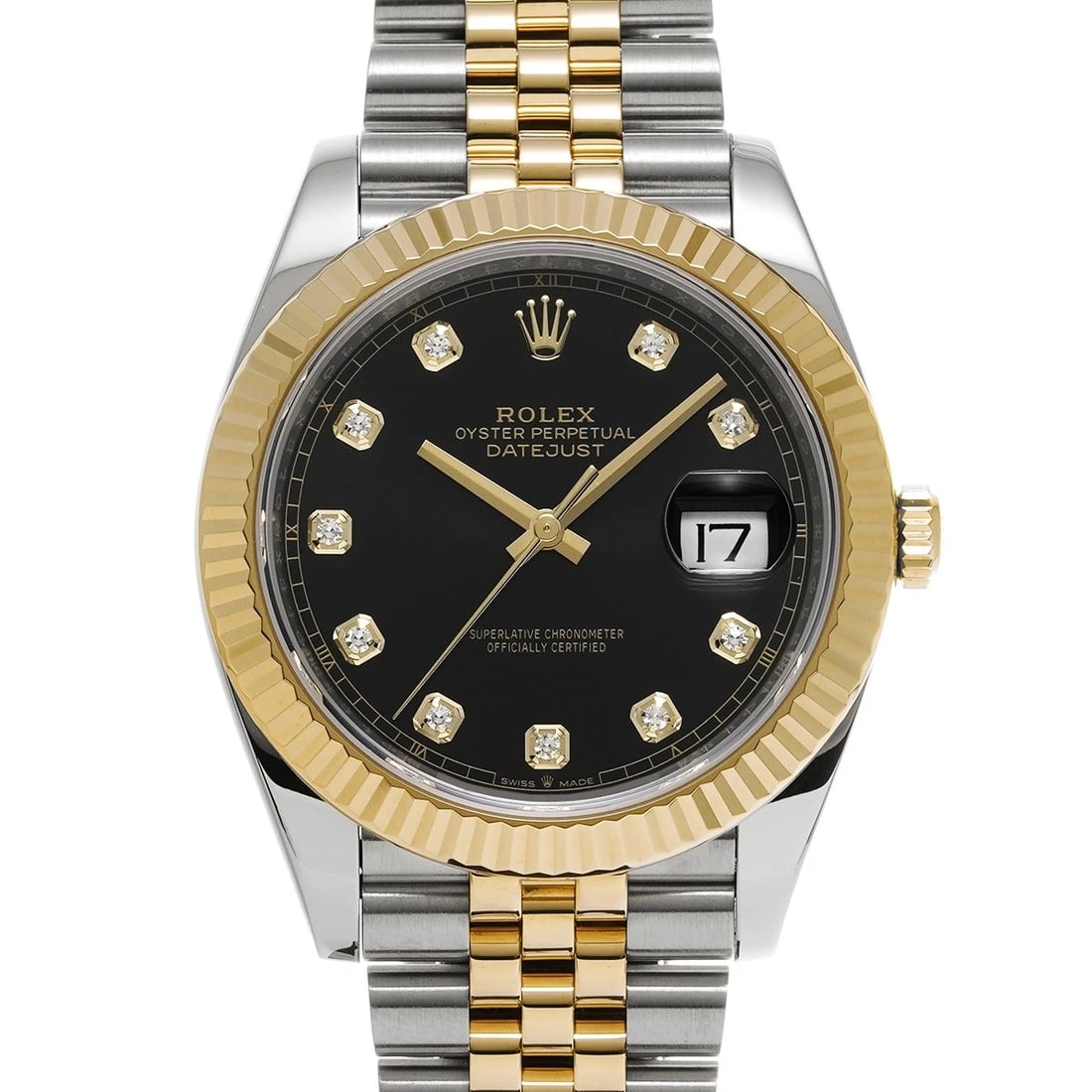 ROLEX DATEJUST BRIGHT BLACK DIAMOND WATCH: ROLEX Datejust Bright black diamond Watch Brand: ROLEX Type: Wristwatch Material: Band Material Stainless steel/Yellow Gold, Case Material Stainless steel Color: Dial Color Bright black/diamond Si