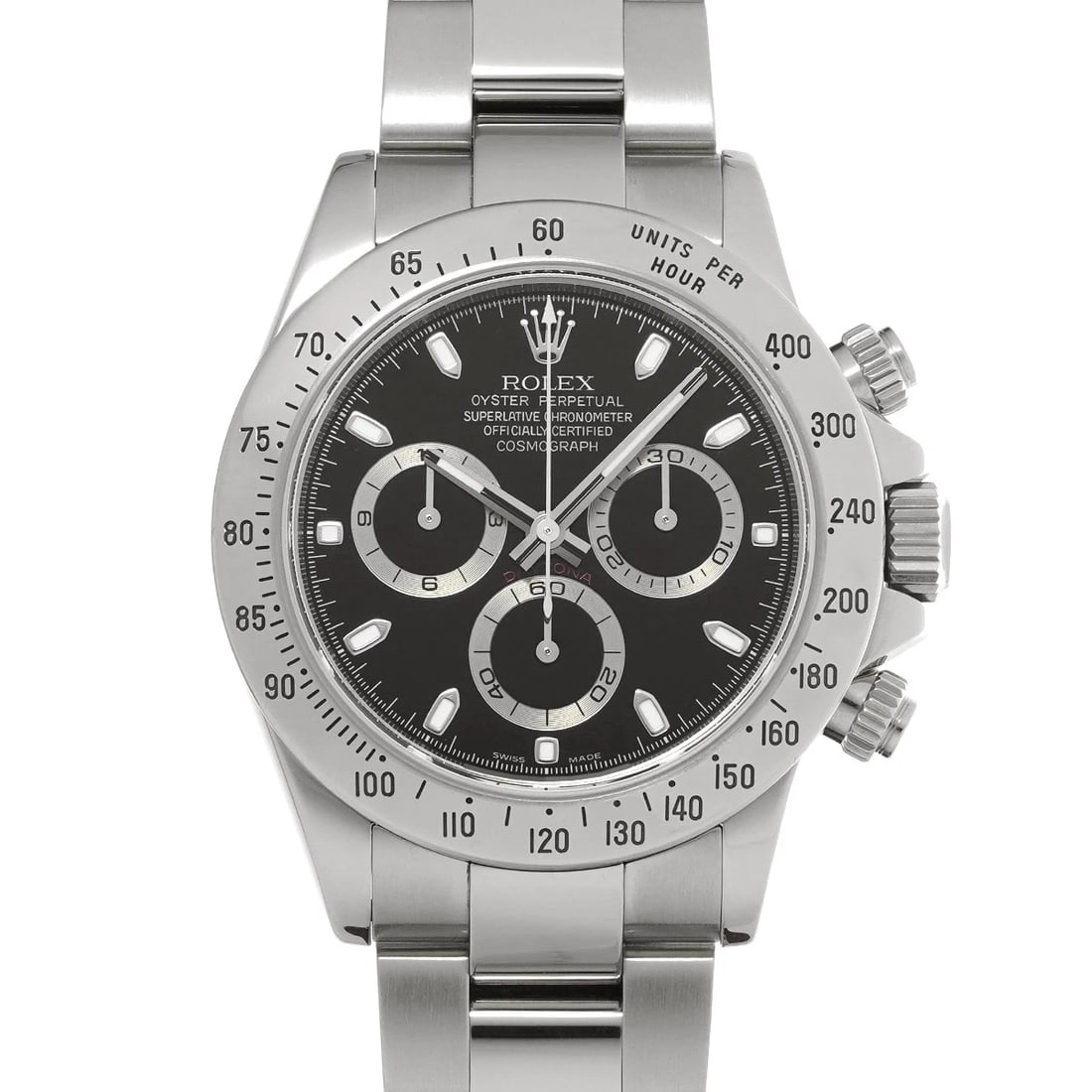 ROLEX COSMOGRAPH DAYTONA BLACK WATCH: ROLEX Cosmograph Daytona black Watch Brand: ROLEX Type: Wristwatch Material: Band Material Stainless steel, Case Material Stainless steel Color: Dial Color black Size: ??Case? H/about 40mm