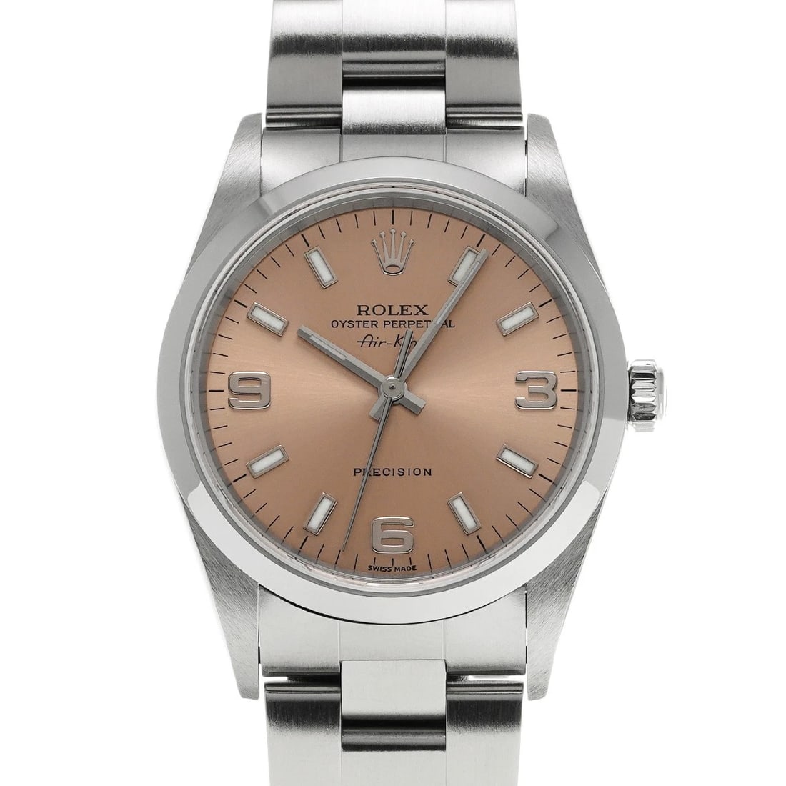 ROLEX AIR KING PINK WATCH: ROLEX Air King pink Watch Brand: ROLEX Type: Wristwatch Material: Band Material Stainless steel, Case Material Stainless steel Color: Dial Color pink Size: ??Case? H/about 34mm W/about 34mm