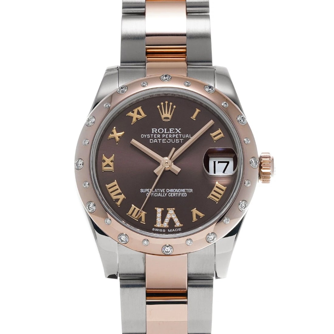 ROLEX DATEJUST CHOCOLATE BROWN DIAMOND WATCH: ROLEX Datejust Chocolate brown diamond Watch Brand: ROLEX Type: Wristwatch Material: Band Material Stainless steel/Everrose gold, Case Material Stainless steel Color: Dial Color Chocolate brown/dia