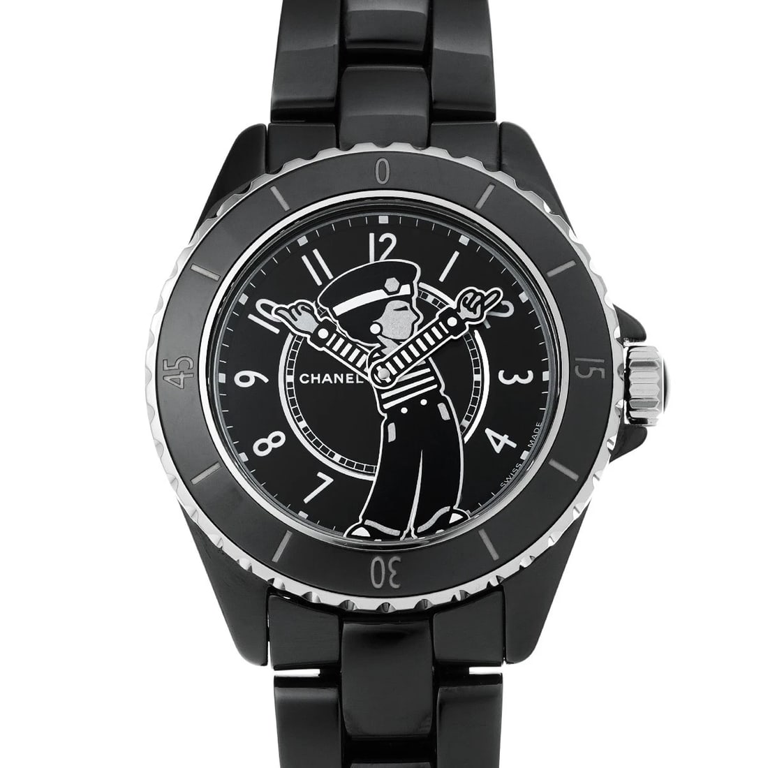 CHANEL MADEMOISELLE J12 BLACK LACQUER WATCH: CHANEL Mademoiselle J12 Black lacquer Watch Brand: CHANEL Type: Wristwatch Material: Band Material ceramic, Case Material ceramic Color: Dial Color Black lacquer Size: ??Case? H/about 38mm W/about