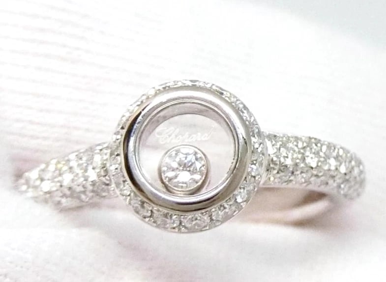 CHOPARD HAPPY DIAMONDS 1P ROUND 18K WHITE GOLD ROUND RING (1 of 2)