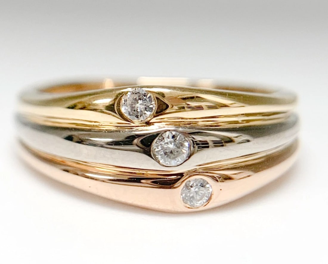 CARTIER DIAMOND THREE COLOR BAND RING (1 of 2)