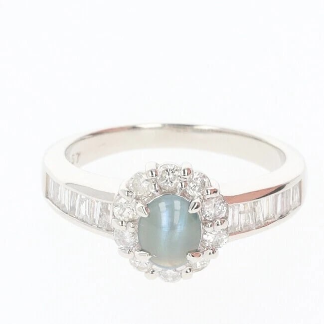 RARE PT900 DIAMOND FLOWER RING: Rare Pt900 Diamond Flower Ring Brand: Unbranded Type: ring Material: Main Stone/Creation AlexandriteSecondary Stone Natural Color: Ash green Size: 5.25 US Accessories: None Accessories