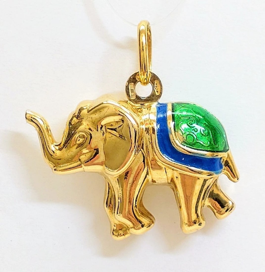 UNOAERRE 18K YELLOW GOLD ELEPHANT PENDANT TOP NECKLACE (1 of 3)