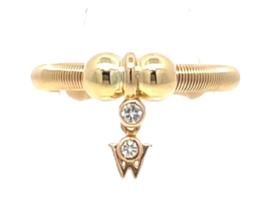 WELLENDORFF MIKIMOTO DIAMOND SWING LOGO CHARM RING: Wellendorff Mikimoto Diamond Swing Logo Charm Ring Brand: Wellendorff Type: Ring Material: 18k Yellow Gold Main Stone/Creation Natural Color: Yellow Size: 6.5 US Accessories: None Accessor