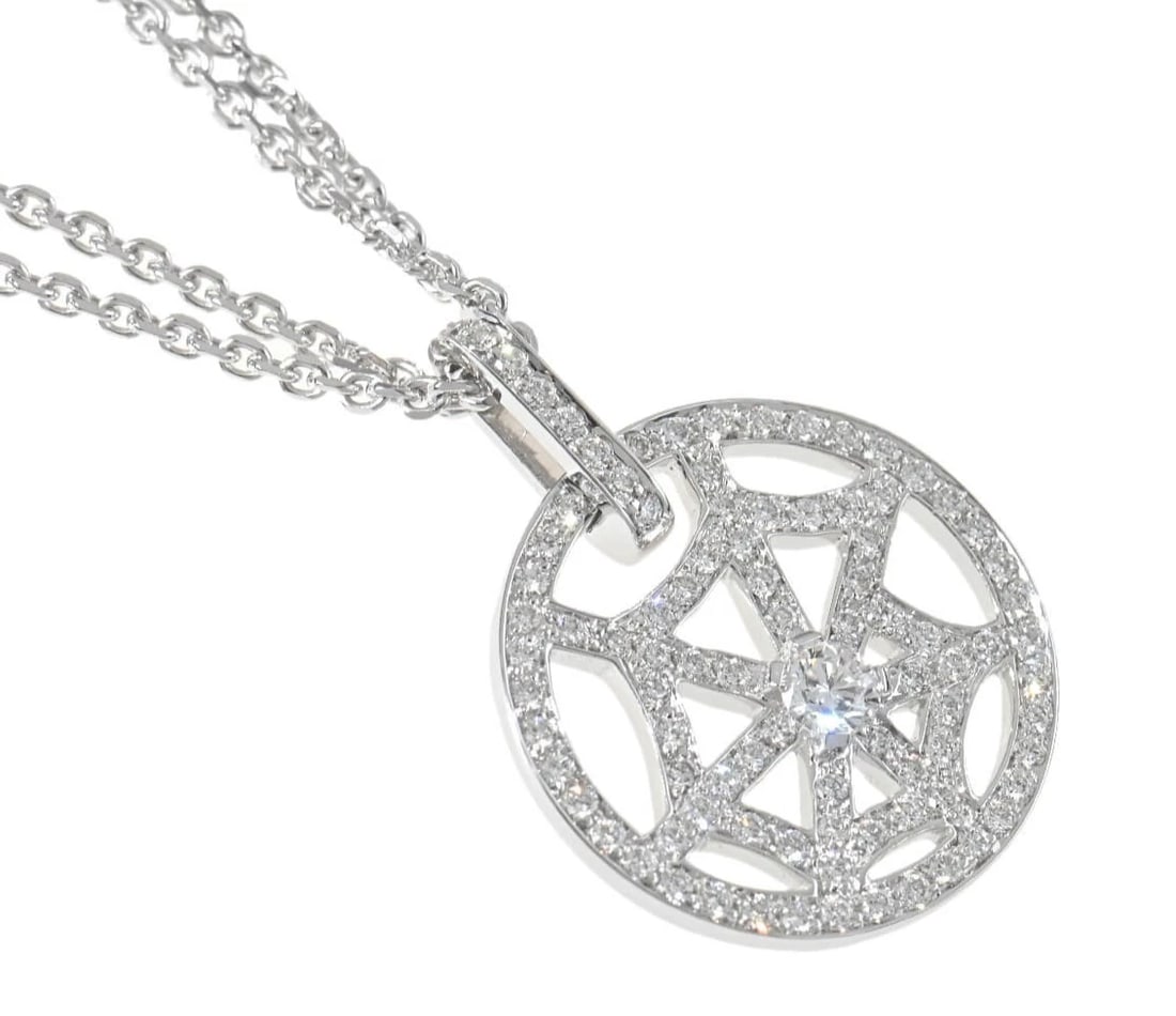 CHAUMET ATTRAPE MOI SPIDER WEB DIAMOND: Chaumet Attrape Moi Spider Web Diamond Brand: Chaumet Type: Necklace Material: 18k White Gold Main Stone/Creation Natural Color: White Size: Pendant Size: Approx. 24 × 18 mm (0.94 × 0.71 in) Cha