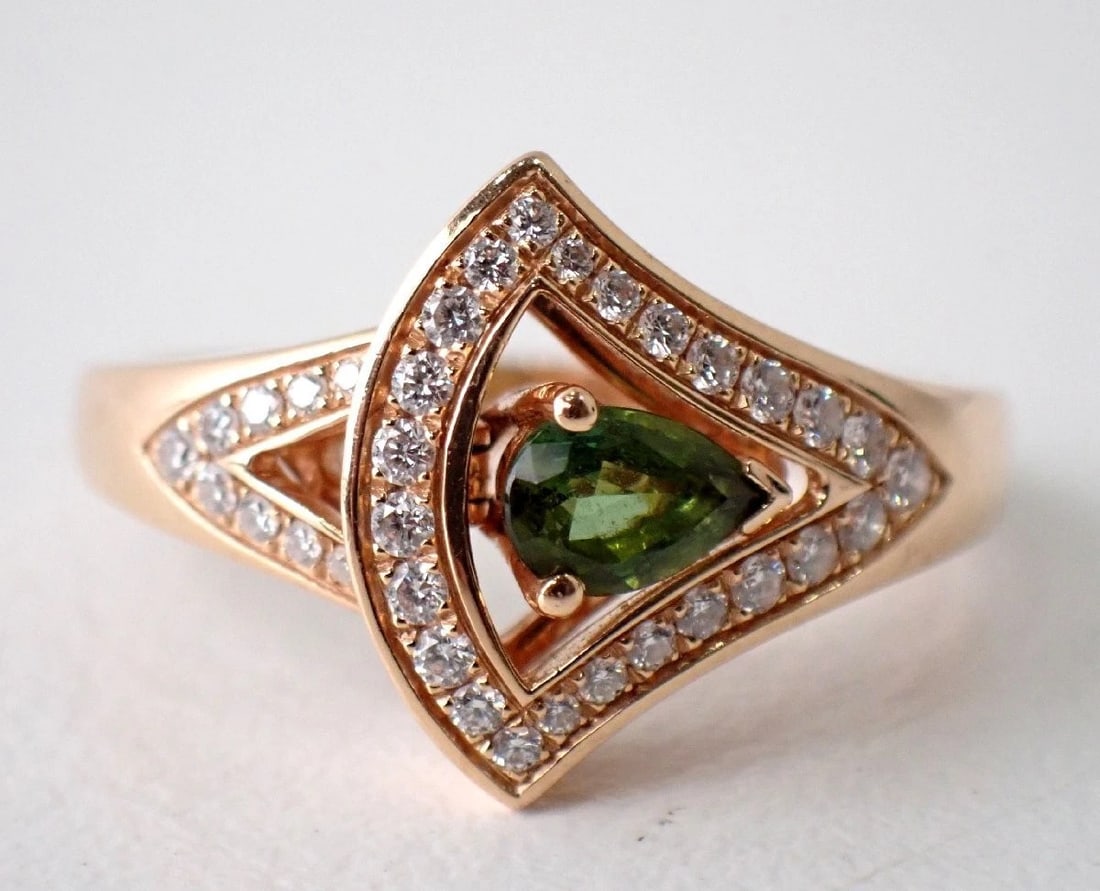 BVLGARI DIVA DREAM TOURMALINE DIAMOND RING: Bvlgari Diva Dream Tourmaline Diamond Ring Brand: Bvlgari Type: Ring Material: 18k Rose Gold Main Stone/Creation TourmalineSecondary Stone Natural Color: Pink Size: 8.25 US Accessories: None