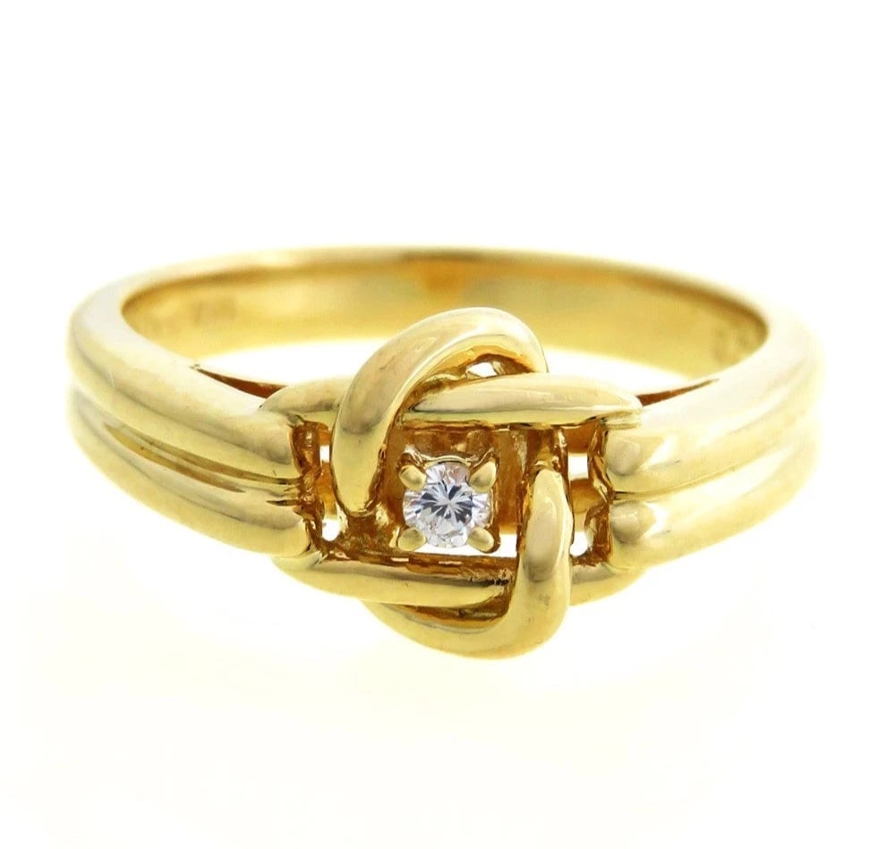 CHRISTIAN DIOR DIAMOND 18K YELLOW GOLD ROSE BAND RING (1 of 4)