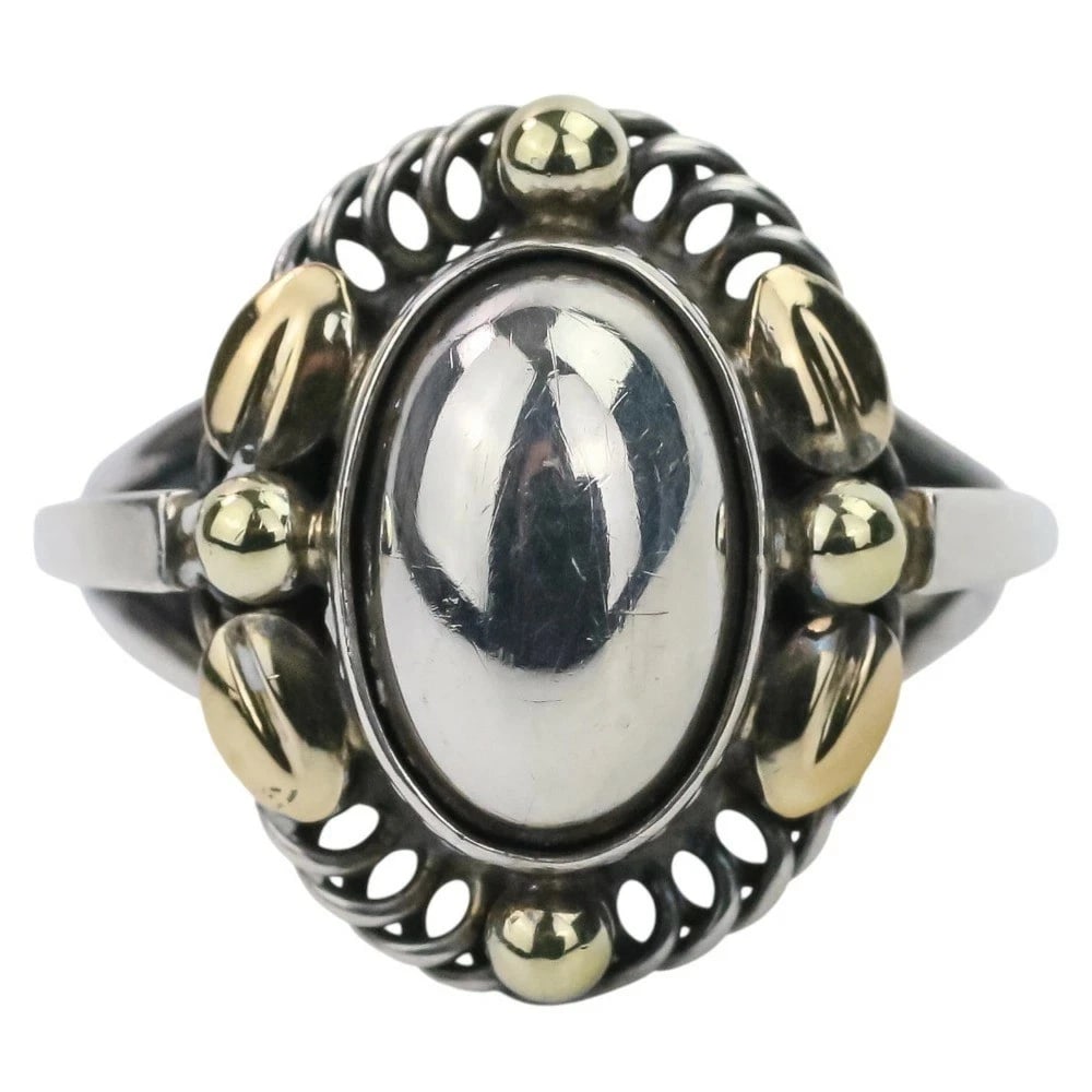 GEORG JENSEN RINGSTERLING SILVER AND GOLD COLOR RING (1 of 5)