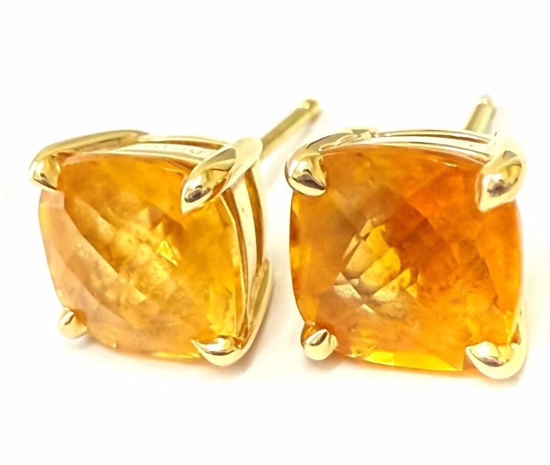 TIFFANY & CO. 18K YELLOW GOLD CITRINE SPARKLER SQUARE STUD EARRINGS: Tiffany & Co. 18k Yellow Gold Citrine Sparkler Square Stud Earrings Brand: Tiffany & Co. Type: Earrings Material: 18k Yellow Gold Main Stone/Creation Natural Color: Yellow Size: Approx. 8 × 8 mm