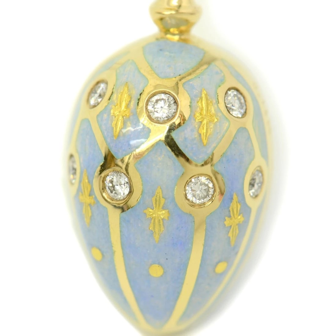 FABERGE EASTER EGG BLUE ENAMEL DIAMOND PENDANT CHARM (1 of 3)