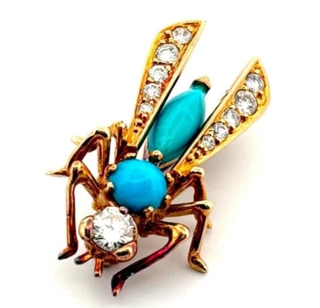 PIAGET DIAMOND 18K YELLOW GOLD INSECT BEE PIN BROOCH (1 of 3)