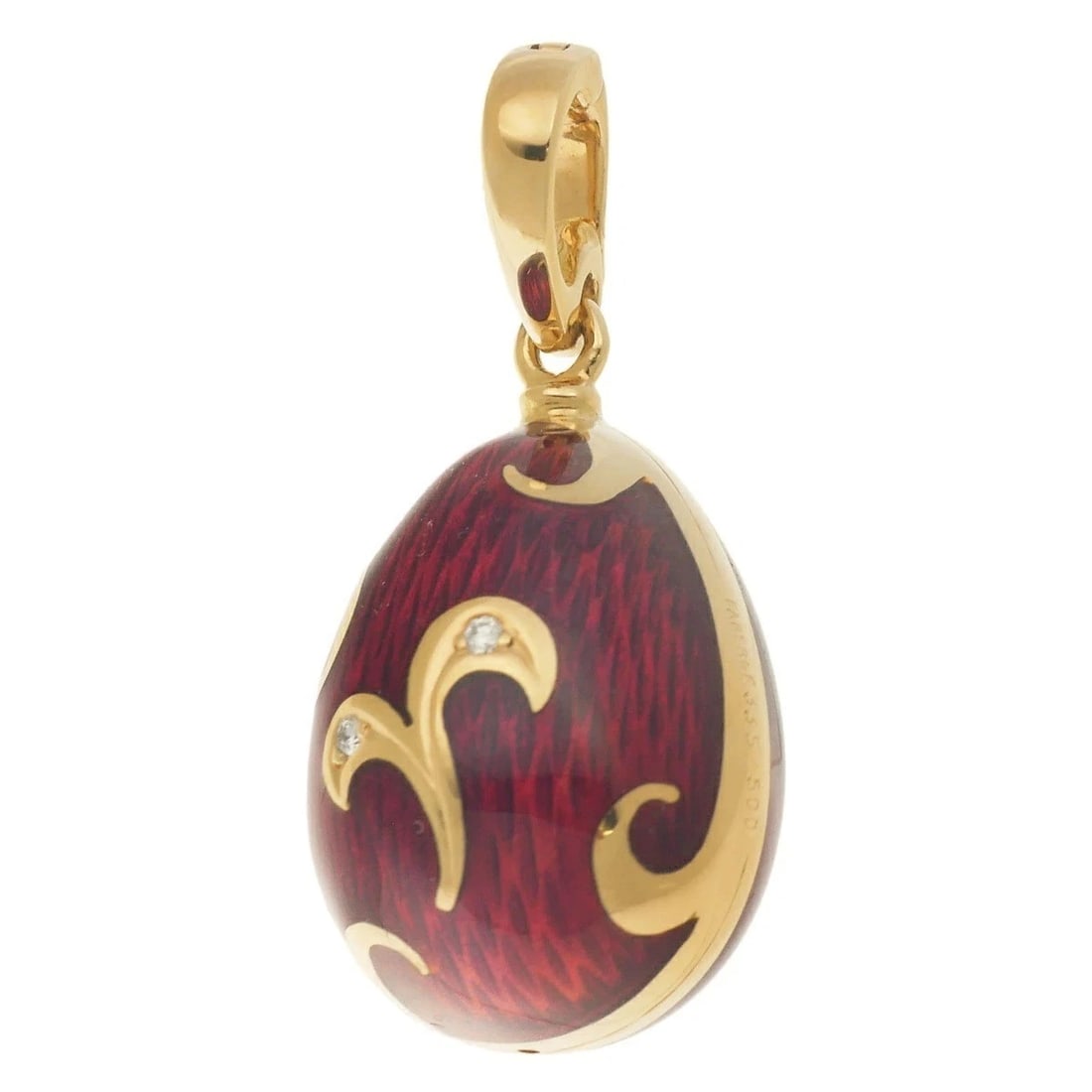 FABERGE RED ENAMEL EASTER EGG 18K GOLD PENDANT TOP (1 of 2)