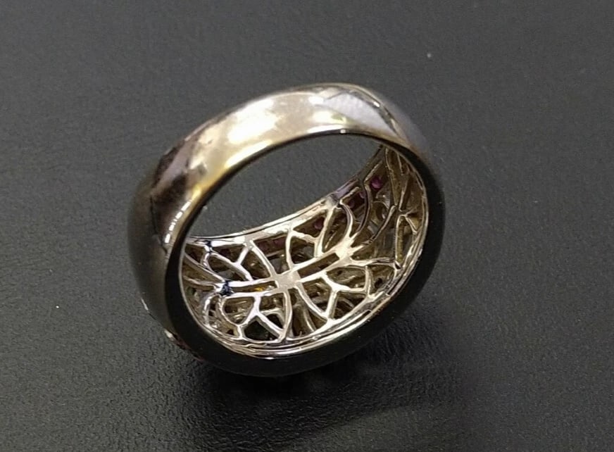 LE VIAN MULTI COLOR 18K WHITE GOLD FLOWER WIDE RING: Le Vian Multi Color 18k White Gold Flower Wide Ring Brand: Le Vian Type: Ring Material: 18k White Gold Main Stone/Creation Natural Color: Multicolor Size: 6.75 US Accessories: None