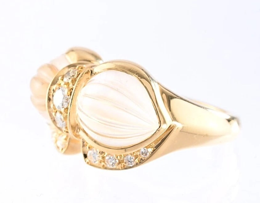 BOUCHERON ROCK CRYSTAL QUARTZ DIAMOND COCKTAIL RING: Boucheron Rock Crystal Quartz Diamond Cocktail Ring Brand: Boucheron Type: Ring Material: 18k Yellow Gold Main Stone/Creation Natural Color: Yellow Size: 6 US Accessories: None Accessories