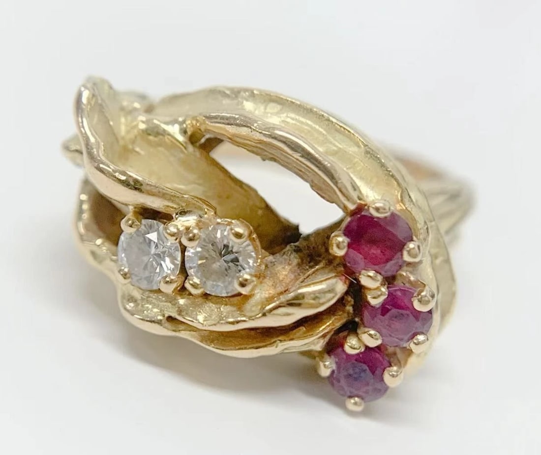 CHAUMET PARIS 3 RUBY RING: Chaumet Paris 3 Ruby Ring Brand: Chaumet Type: Ring Material: 18k gold Main Stone/Creation RubySecondary Stone Natural Color: Yellow Size: 6.75 US Accessories: None Accessories Notice: Whe
