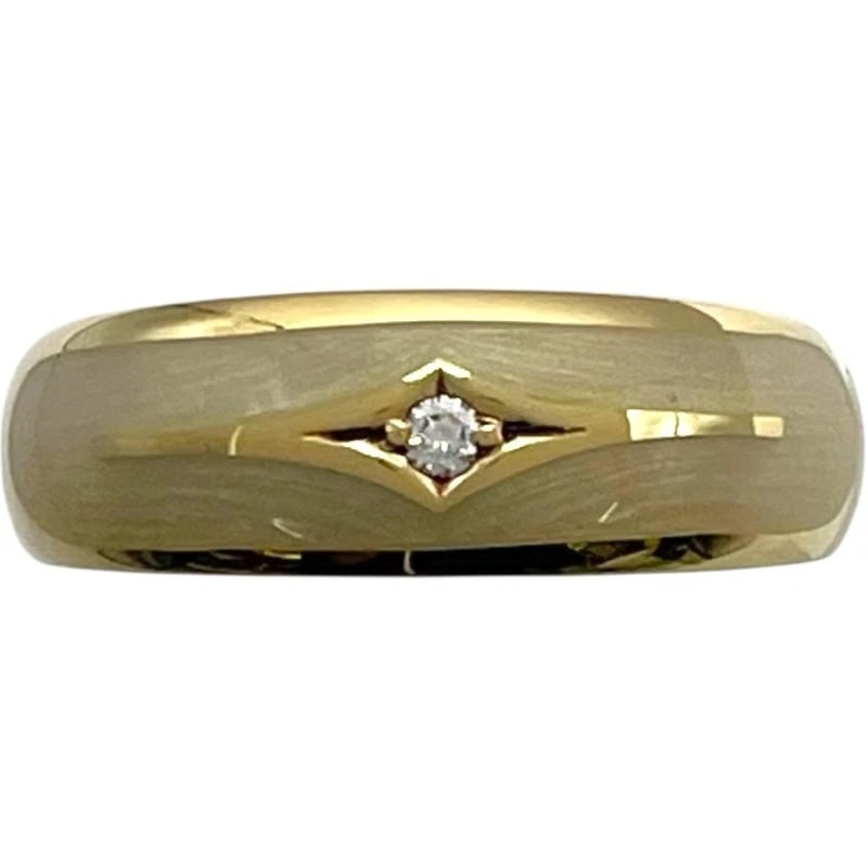 FABERGE DIAMOND ENAMEL 18K YELLOW GOLD BAND RING: Faberge Diamond Enamel 18k Yellow Gold Band Ring Brand: Fabergé Type: Ring Material: 18k Gold Main Stone/Creation Natural Color: White Beige Size: 6 US Accessories: None Accessories Notice: