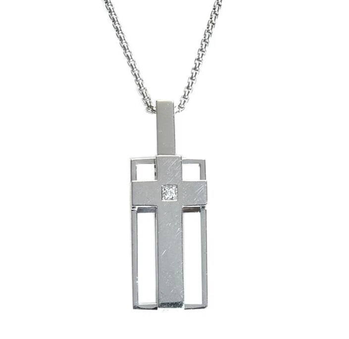 ROGER DUBUIS FOLLOW ME 18K WHITE GOLD CROSS PENDANT NECKLACE (1 of 2)