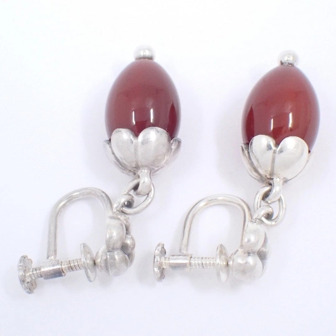 GEORG JENSEN CARNELIAN DANGLE EARRING - 3