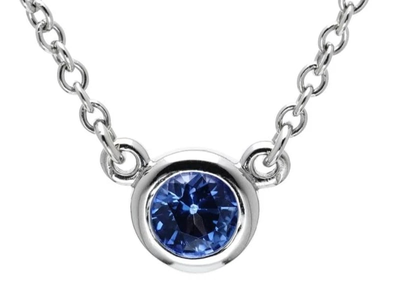 TIFFANY & CO ELSA PERETTI COLOR BY THE YARD BLUE PENDANT NECKLACE: Tiffany & Co Elsa Peretti Color By The Yard Blue Pendant Necklace Brand: Tiffany & Co. Type: Necklace Material: : Platinum 950 Main Stone/Creation Natural Color: White Size: Chain Length: