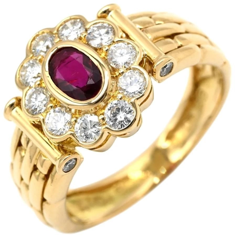 KORLOFF 0.60CT RUBY 0.68CT DIAMOND 18K YELLOW GOLD RING (1 of 3)