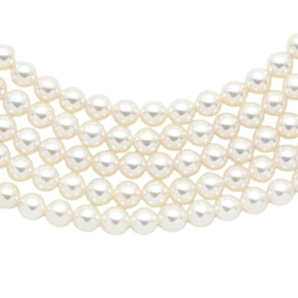 MIKIMOTO 5 STRAND AKOYA PEARL 18K YELLOW GOLD NECKLACE: Mikimoto 5 Strand Akoya Pearl 18k Yellow Gold Necklace Brand: Mikimoto Type: Necklace Material: 18k Yellow Gold Main Stone/Creation Akoya Pearl Color: White Size: Chain Length: Approx. 61 cm / App