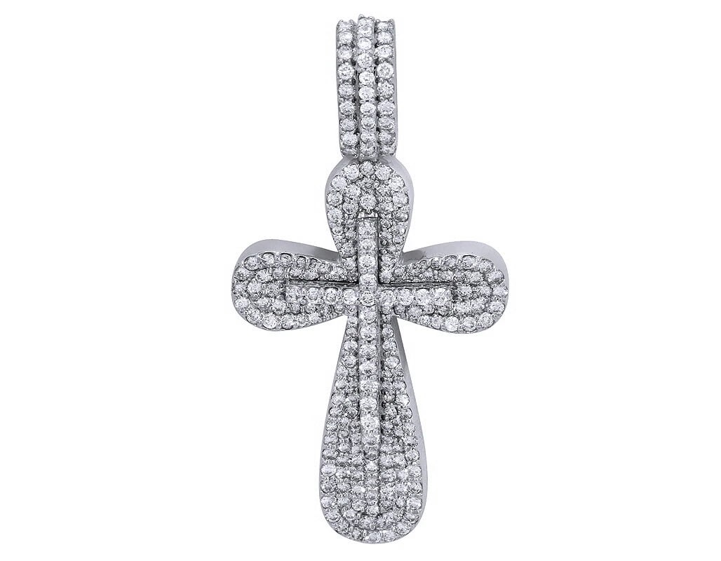 DESIGNER REAL DIAMOND CROSS PENDANT 10K WHITE GOLD (1 of 2)