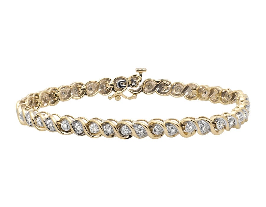 10K YELLOW GOLD SET ROUND-CUT DIAMOND BRACELET 0 (1 of 4)