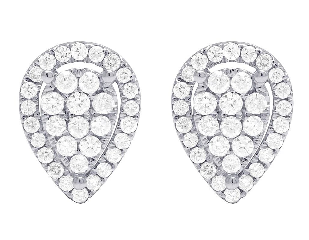 14K LADIES WHITE GOLD DIAMOND PEAR SHAPED STUDS EARRINGS: 14K Ladies White Gold Diamond Pear Shaped Studs Earrings Brand: None Type: Earrings Material: 10k White Gold Main Stone/Creation Natural Color: White Size: Dimension 6MM Accessories: None