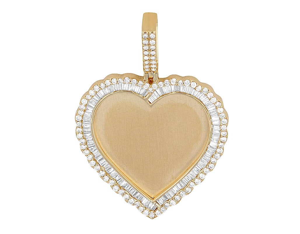 CONCENTRIC HEARTS BAGUETTE REAL DIAMOND MEMORY PENDANT (1 of 3)