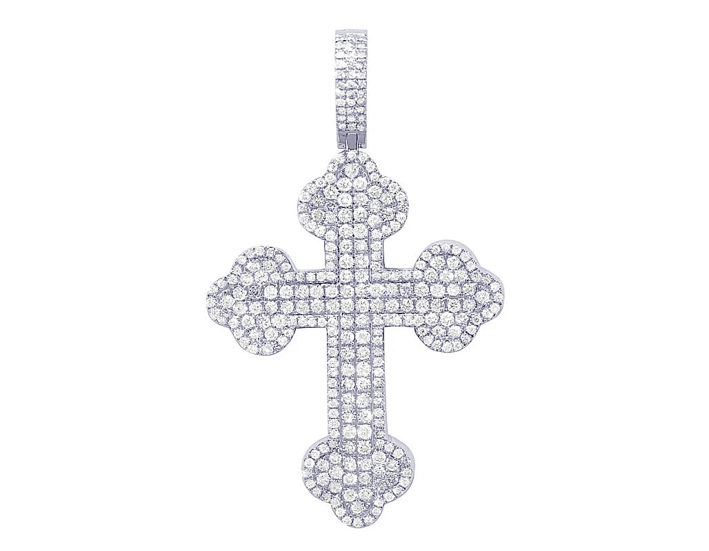CLOVER CROSS REAL DIAMOND PENDANT WHITE GOLD (1 of 3)