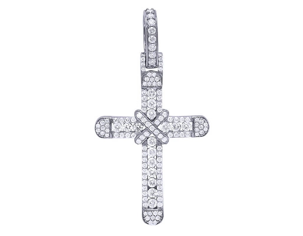 10K WHITE GOLD REAL DIAMOND CROSS PENDANT (1 of 3)