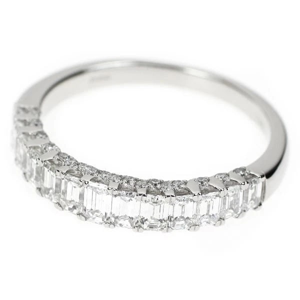 PT950 EMERALD CUT/ROUND DIAMOND RING - 2