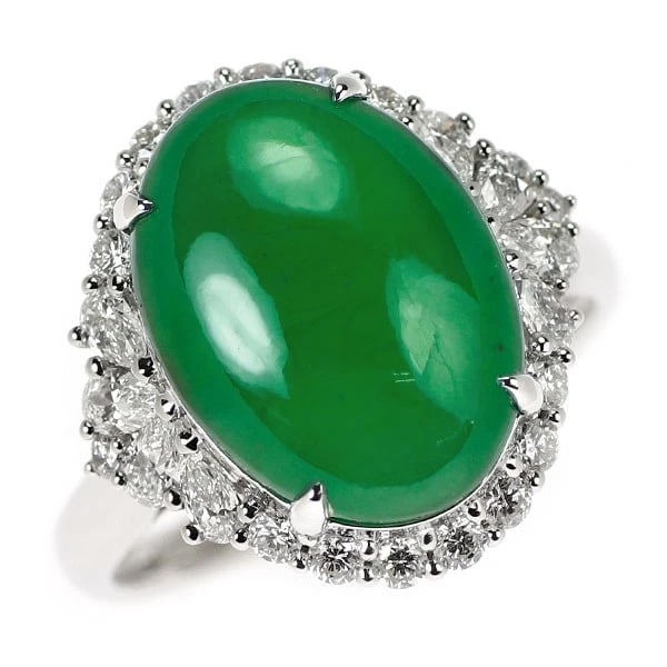 K18WG JADE/JADE DIAMOND RING: K18WG Jade/Jade Diamond Ring Brand: None Type: rings Material: K18WG Color: WG Size: 6.25 - 6.5 Accessories: None Accessories Notice: When purchasing pre-owned goods, please refer to the p