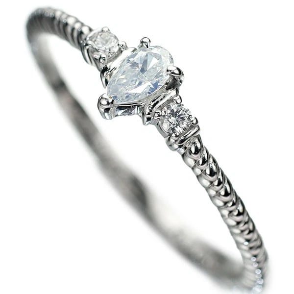 PT950 PEAR SHAPE FANCY WHITE DIAMOND RING - 4
