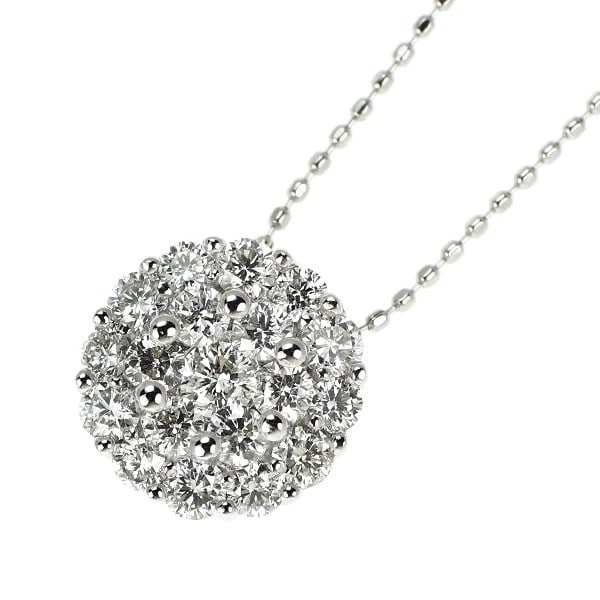 K18WG DIAMOND PENDANT NECKLACE: K18WG DIAMOND PENDANT NECKLACE Brand: None Type: Pendant Necklace Material: Metal Purity K18 Metal Gold Main Stone/Creation Natural Color: None Size: Necklace: Chain Length ?46 Accessories:
