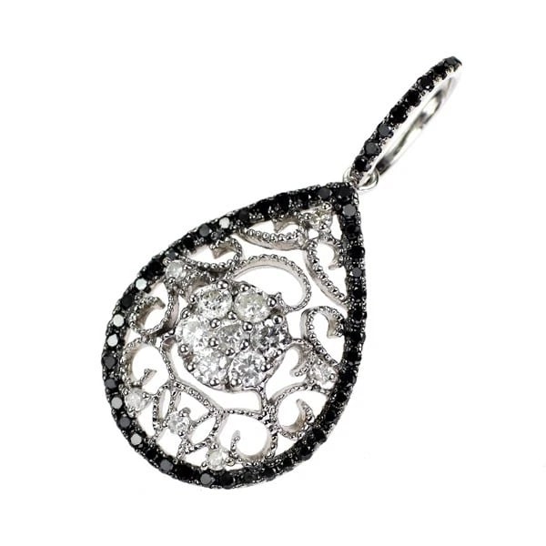 K14WG COLORLESS/BLACK DIAMOND PENDANT TOP: K14WG colorless/black diamond pendant top Brand: None Type: pendant top Material: Metal Purity K14 Metal Gold Main Stone/Creation Natural Color: None Size: Length/Width/Diameter26.9 