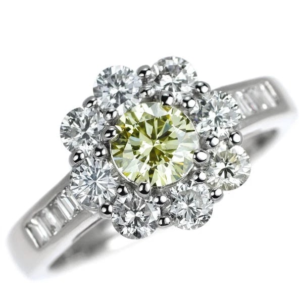 PT900 NATURAL YELLOW DIAMOND RING: Pt900 Natural Yellow Diamond Ring Brand: None Type: Ring Material: Metal Purity 900 Metal Platinum Main Stone/Creation Natural Color: None Size: 7.5 US Accessories: None Accessories Notice: