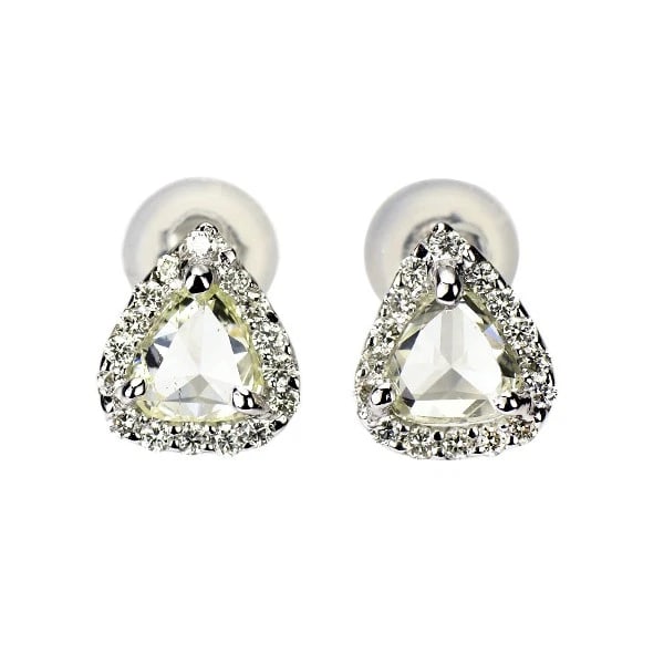 PT900/ K18WG ROSE CUT DIAMOND EARRINGS: Pt900/ K18WG Rose Cut Diamond Earrings Brand: None Type: piercing Material: Metal Purity K18 Metal Gold Main Stone/Creation Natural Color: None Size: Length/Width/Diameter8.0 Accessories: