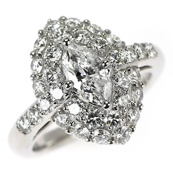 PT900 MARQUISE DIAMOND RING: Pt900 marquise diamond ring Brand: None Type: rings Material: Pt900 Color: Pt Size: 4.5 US Accessories: None Accessories Notice: When purchasing pre-owned goods, please refer to the photos